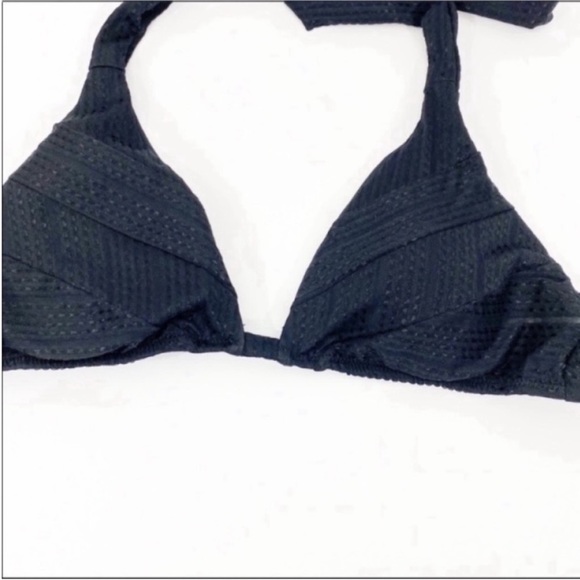 BECCA striped triangle bikini top NEW black - Picture 5 of 7